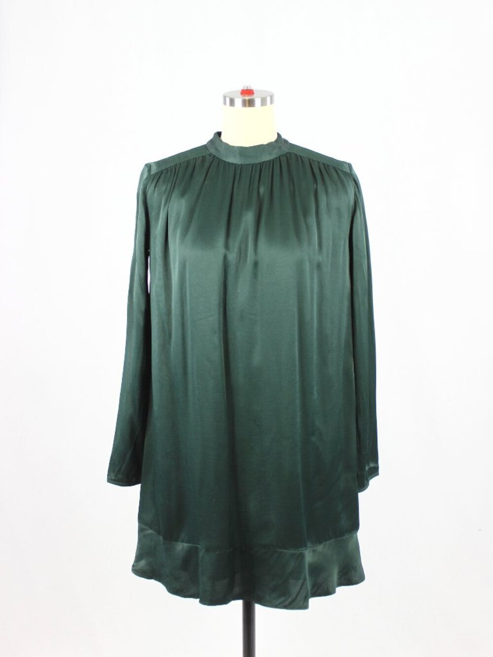 NWT Aritzia LITTLE MOON Dark Green Honeysuckle Satin A-Line Dres, Size XXS